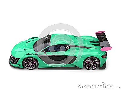 Mint green super car with nice soft purple details Stock Photo