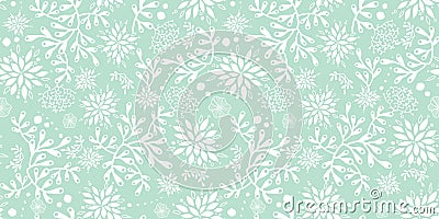 Mint green underwater seaweed pattern. Vector Illustration