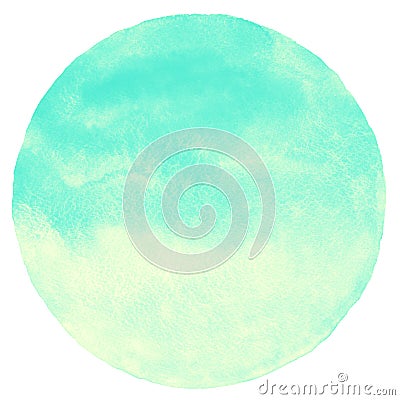 Mint green and yellow gradient watercolor circle Stock Photo