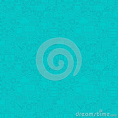 Mint Line Programming Seamless Pattern Vector Illustration