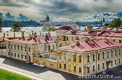 Mint Peter and Paul fortress top view Neva river Stock Photo