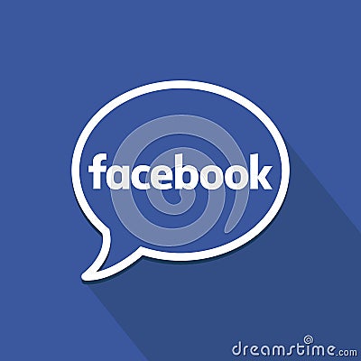 Facebook flat icon with speech bubble. Clean vector symbol. Social media sign. Vector Illustration