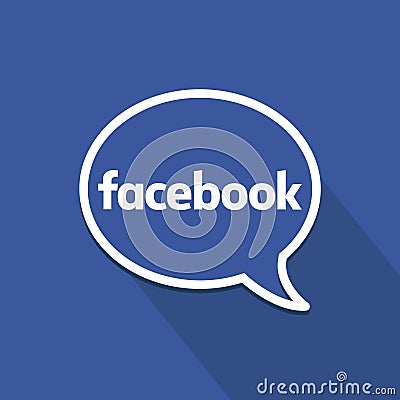 Facebook flat icon with speech bubble. Clean vector symbol. Social media sign. Vector Illustration