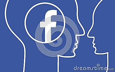 People communicating on Facebook. Abstract flat design over blue background. Vector Illustration