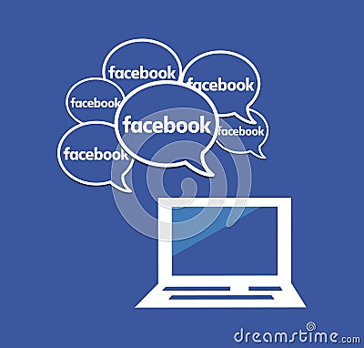 A lot of Facebook speech bubbles. Social media and networking. Vector Illustration