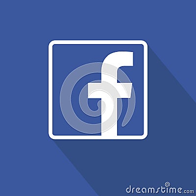 Facebook flat icon design over blue background. Clean vector symbol. Social media sign. Vector Illustration