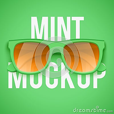 Mint sunglasses on Mint background. Vector Illustration