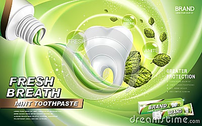 Mint toothpaste ad Vector Illustration