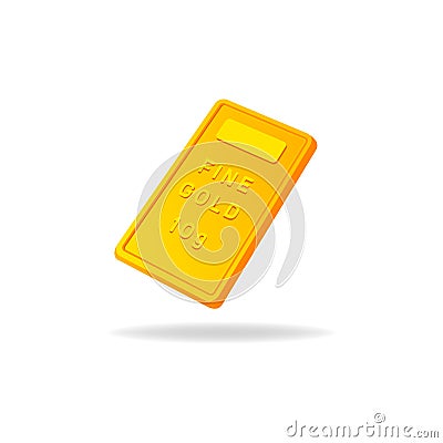 Minted gold ingot bar Vector Illustration