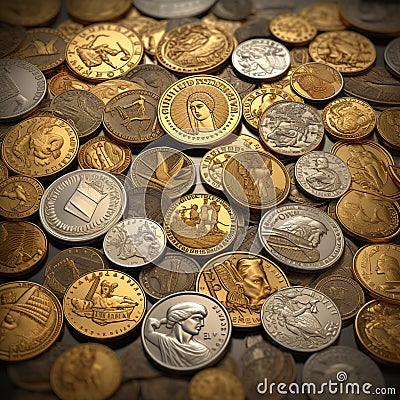 Minted Narratives: Illustrating the Evolution of Coin Design Stock Photo