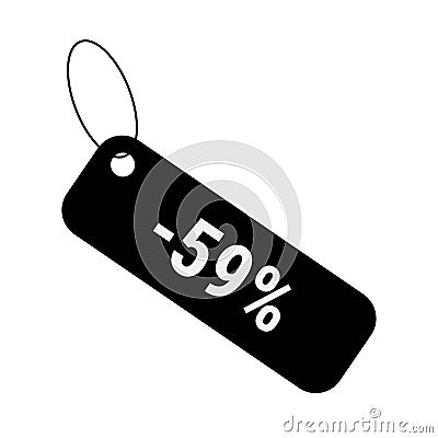 Minus 59 fifty nine percent discount sale label tag. Flat coupon sticker icon Vector Illustration