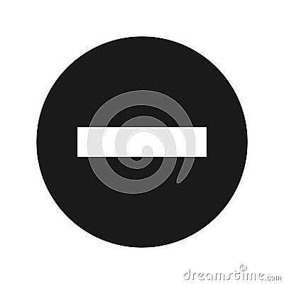 Minus icon flat black round button vector illustration Vector Illustration