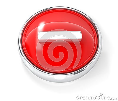 Minus icon on glossy red round button Stock Photo