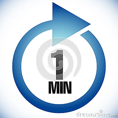 1 minute Turnaround time TAT icon. Interval for processing, return to customer. Duration, latency for completion, request Vector Illustration