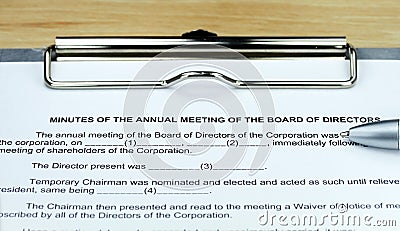 Minutes Of The AGM Stock Photo