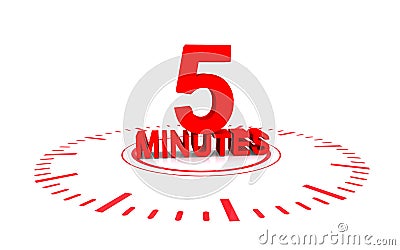 5 minutes on clock dial Stock Photo