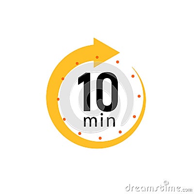 10 minutes clock quick number icon. 10min time circle icon Vector Illustration