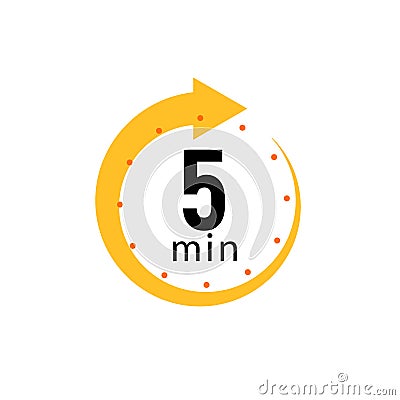 5 minutes clock quick number icon. 5min time circle icon Vector Illustration