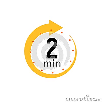 2 minutes clock quick number icon. 2min time circle icon Vector Illustration