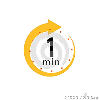 1 minutes clock quick number icon. 1min time circle icon Vector Illustration