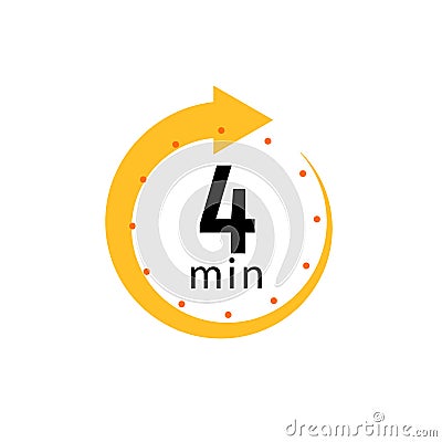 4 minutes clock quick number icon. 4min time circle icon Vector Illustration