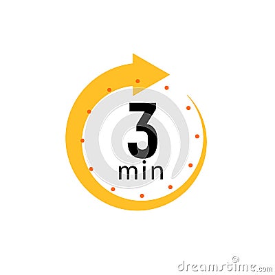 3 minutes clock quick number icon. 3min time circle icon Vector Illustration