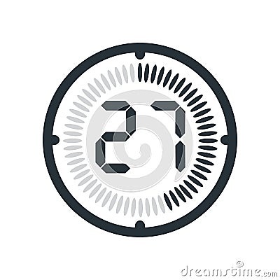 The 27 minutes icon isolated on white background, clock and watch, timer, countdown symbol, stopwatch, digital timer vector icon Vector Illustration