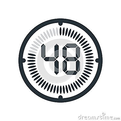 The 48 minutes icon isolated on white background, clock and watch, timer, countdown symbol, stopwatch, digital timer vector icon Vector Illustration