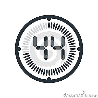 The 44 minutes icon isolated on white background, clock and watch, timer, countdown symbol, stopwatch, digital timer vector icon Vector Illustration