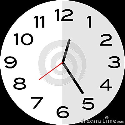 25 minutes past 12 o`clock analog clock icon Cartoon Illustration