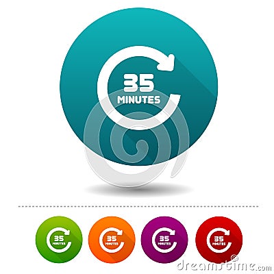 35 Minutes rotation icon. Timer symbol sign. Web Button. Vector Illustration
