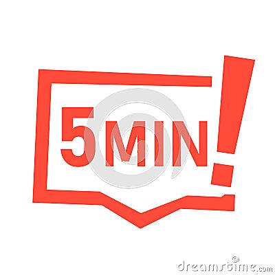 5 minutes speech bubble sign. Clipart image. icon. Clipart image Vector Illustration