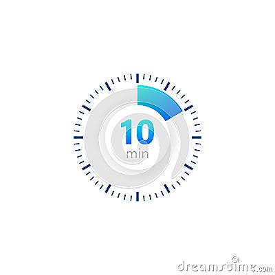 The 10 minutes, stopwatch vector icon, digital timer. clock and watch, timer, countdown symbol. Vector illustration Vector Illustration