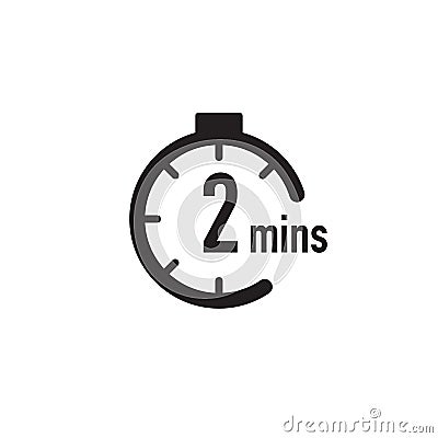 2 minutes timer, stopwatch or countdown icon. Time measure. Chronometr icon. Stock Vector illustration isolated on white Cartoon Illustration