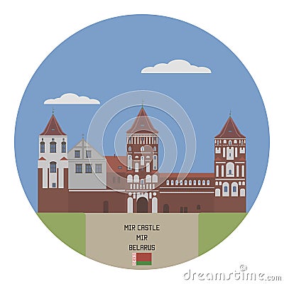 Mir castle. Belarus Vector Illustration