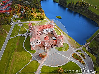 Mir Castle Complex, Belarus, Europe. Aerial view Stock Photo