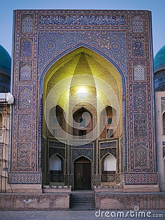 Mir-i-Arab Medressa from Kalon Mosque - Bukhara Stock Photo