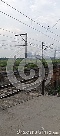 Mira road railway track train Stock Photo