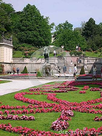 The Mirabell Gardens and the Schloss Mirabell in the centre of Salzburg in Austria Editorial Stock Photo