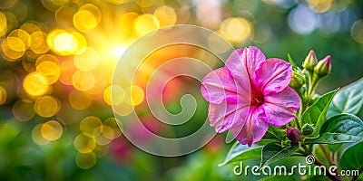 Mirabilis jalapa flower bokeh abstract background AI Generative Stock Photo
