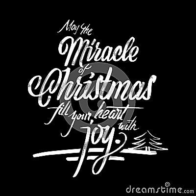 Miracle of Christmas postcard phrase Vector Illustration