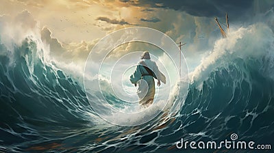 Miracle on the Waters - Jesus Walking on Water Stock Photo