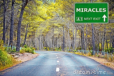 MIRACLES road sign against clear blue sky Stock Photo