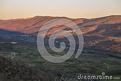 Mirador de la Memoria. El Torno, Caceres, Jerte valley viewpoint Stock Photo