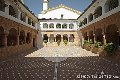 Mirador of the Friars and Mudejar style courtyard and cloisters of 15th-century Franciscan Monasterio de Santa Marï¿½a de la Stock Photo