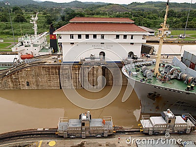 MIRAFLORES LOCKS, PANAMA Editorial Stock Photo