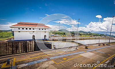 Miraflores Locks at Panama Canal - Panama City, Panama Editorial Stock Photo