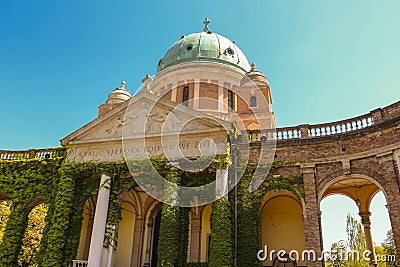 Mirogoj Cemetery - The construction of the arcades, the cupolas, and the church in the entryway was begun Editorial Stock Photo