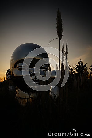 Mirror art sculpture installation `Inner Child` in Galitskogo Park, Krasnodar Editorial Stock Photo