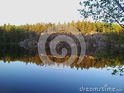 Mirror calm lake Stock Photo